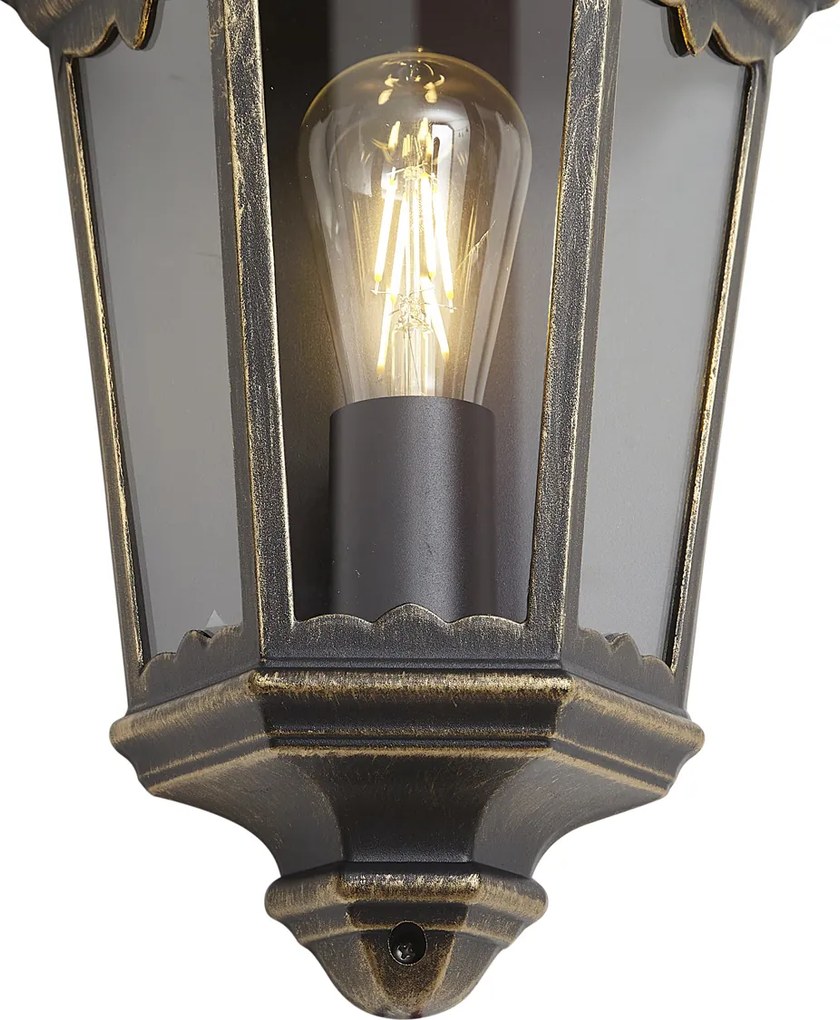Lanterna de Parede Exterior Clássica Ouro Antigo IP44 - Havana Half