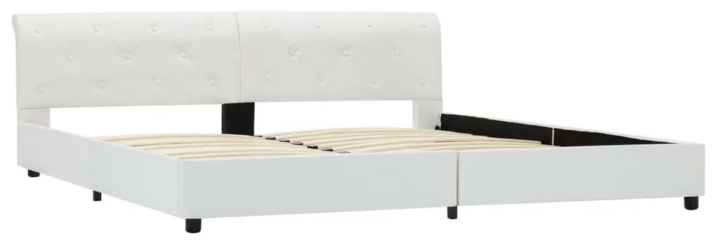 Estrutura de cama 180x200 cm couro artificial branco