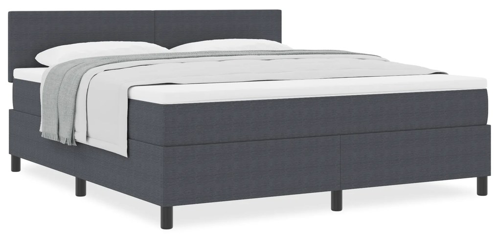 Cama Box Spring com Colchão Cinza Escuro Super King Tecido de Veludo