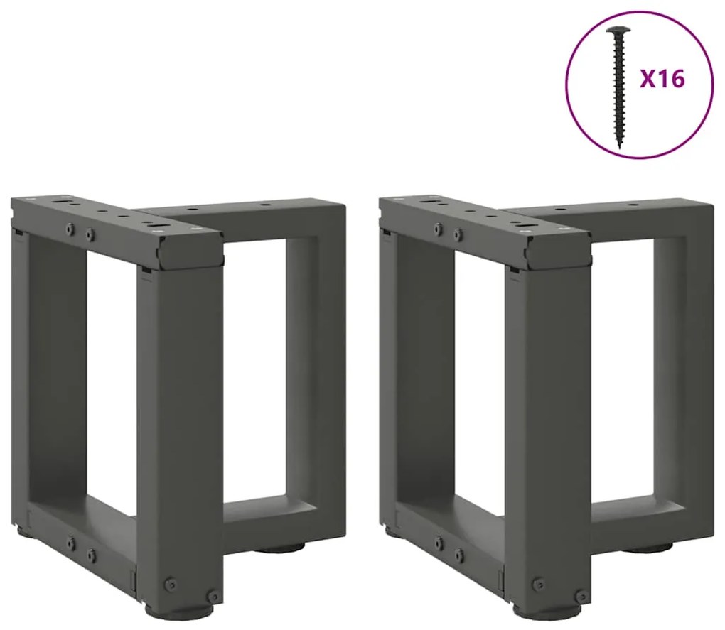 Pés para mesa de centro em forma de T, 2 peças, antracite, 30x25x(30-3