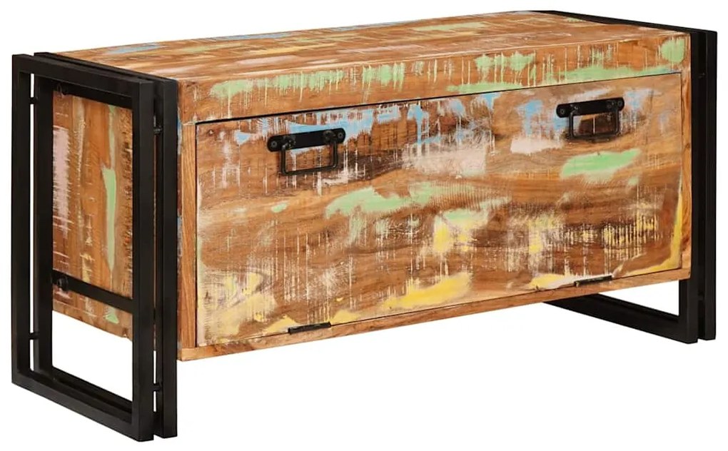 vidaXL Armário de Sapatos com porta Castanho Madeira recuperada maciça