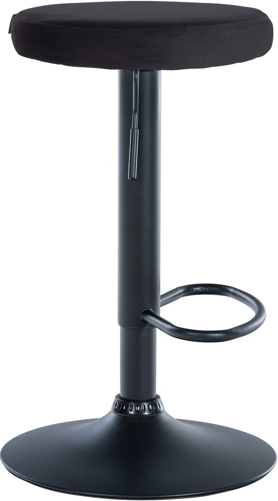 Banco de bar Ponte em veludo e com estrutura preta 38,5 x 60-81 x 38,5 cm Preto