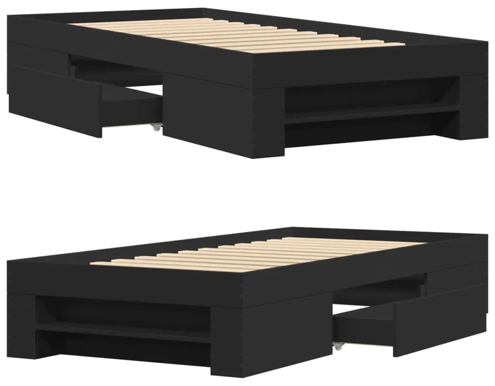 Estrutura de cama 90x190 cm derivados de madeira preto