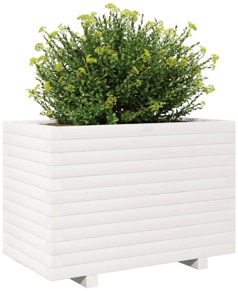 Vaso/floreira de jardim 70x40x49,5 cm pinho maciço branco