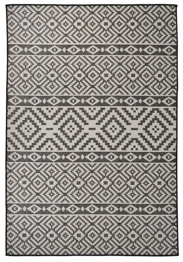 Tapete de tecido plano para exterior 160x230 cm riscas pretas