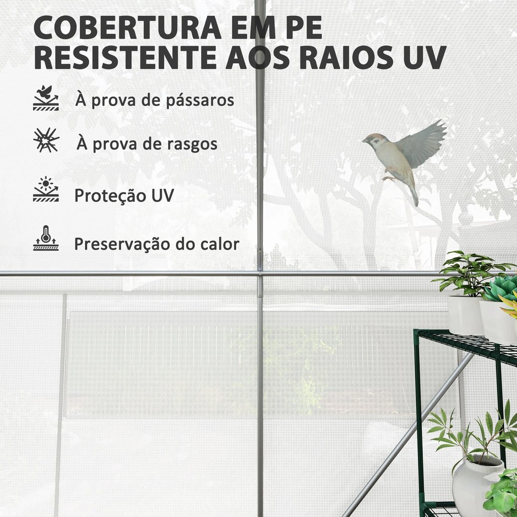 Estufa tipo Túnel 6x3x2 m Estufa de Exterior com 4 Janelas de Malha Co
