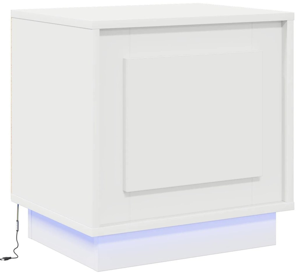 Cômodas de Canto com Luzes LED 2 pcs Brancas 44x34,5x45 cm