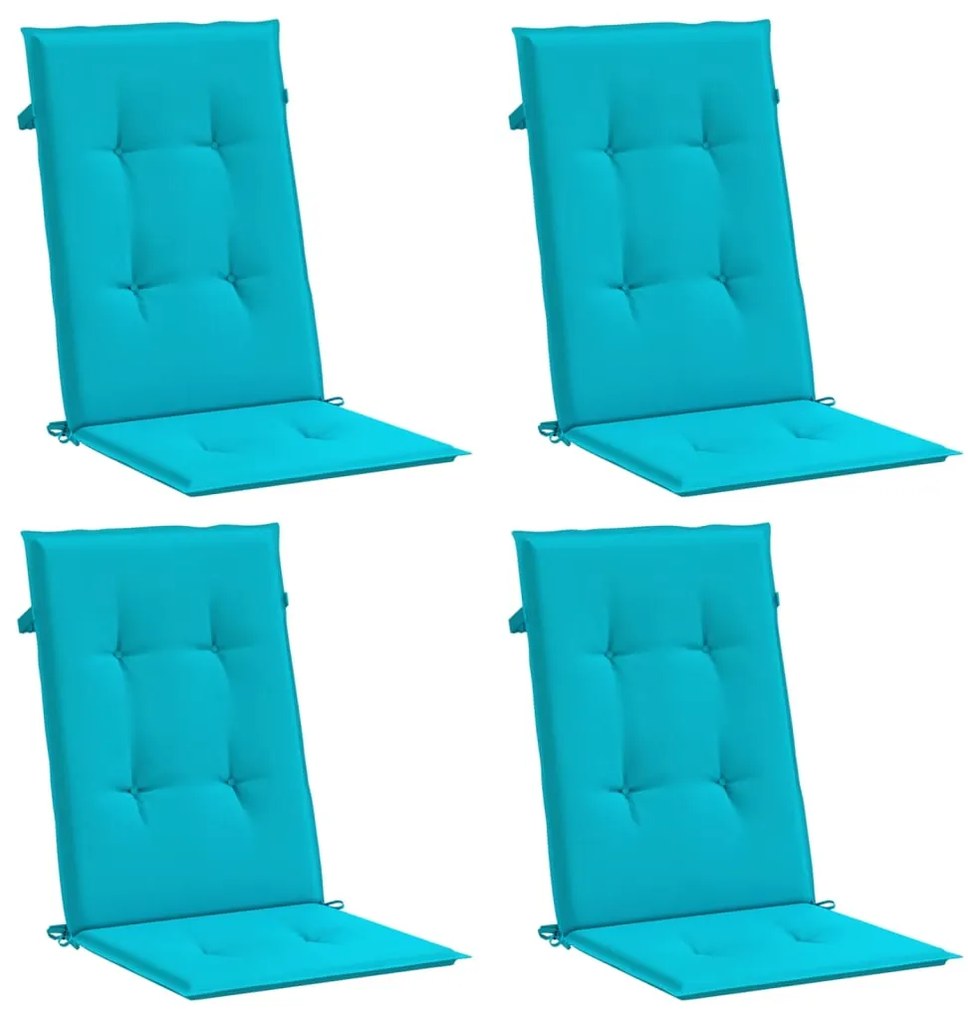 Almofadões cadeira de encosto alto 4 pcs tecido turquesa