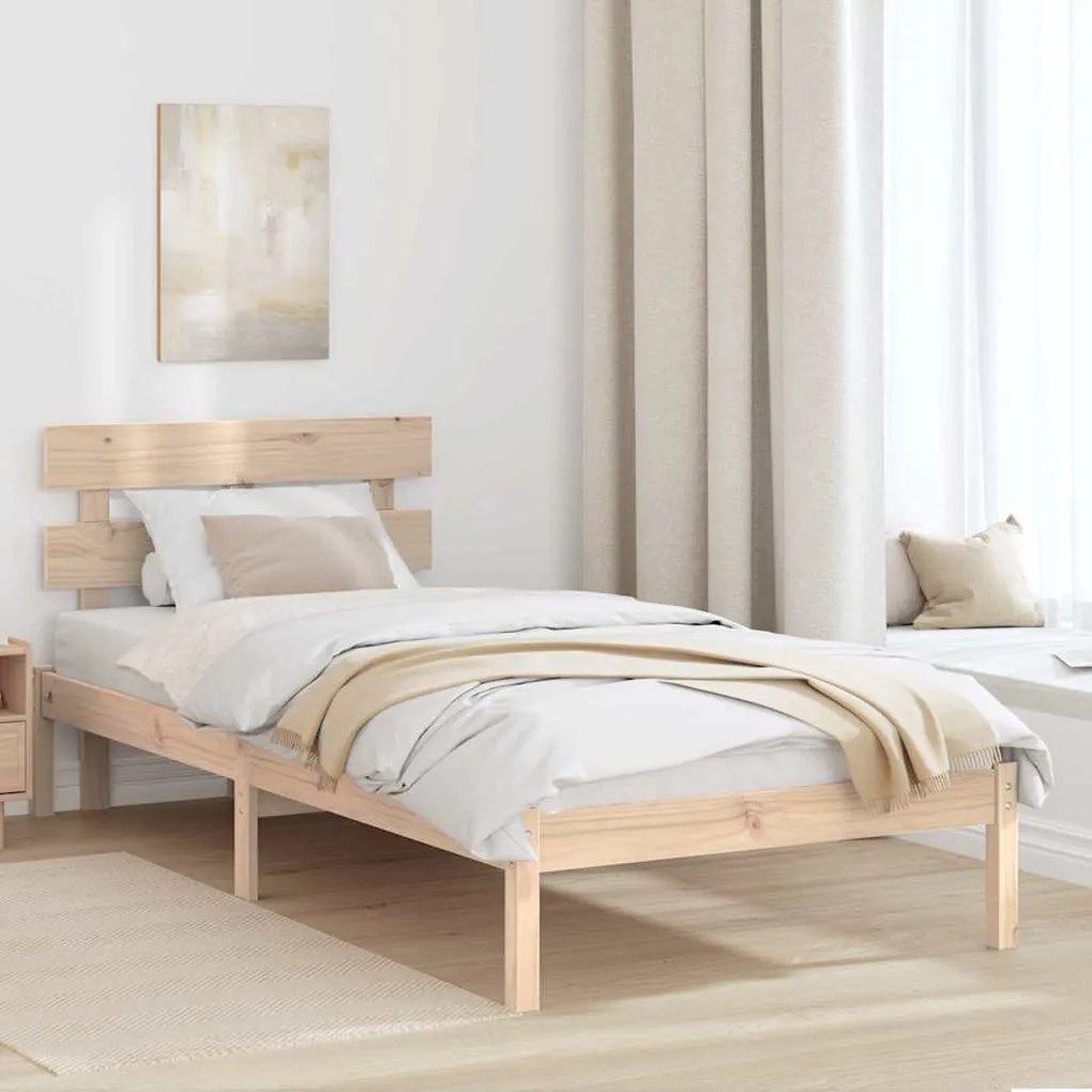 vidaXL Estrado de Cama com Cabeceira 100x200 cm Madeira Maciça de Pinho