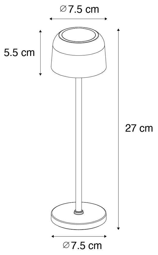 LED Conjunto de 2 candeeiros de mesa Cogumelo Preto com Estação de Carregamento - Raika Moderno