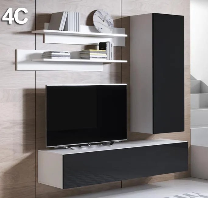 Conjunto de muebles Leiko 4C blanco y negro (1,6m)