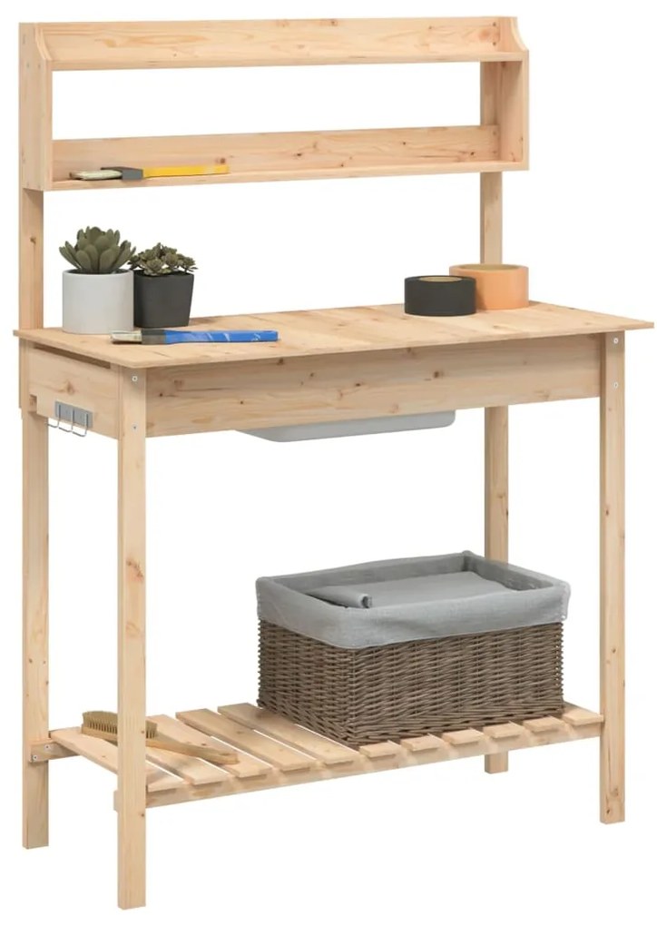 Mesa de cultivo com pia 147,5x44x139,5 cm abeto maciço