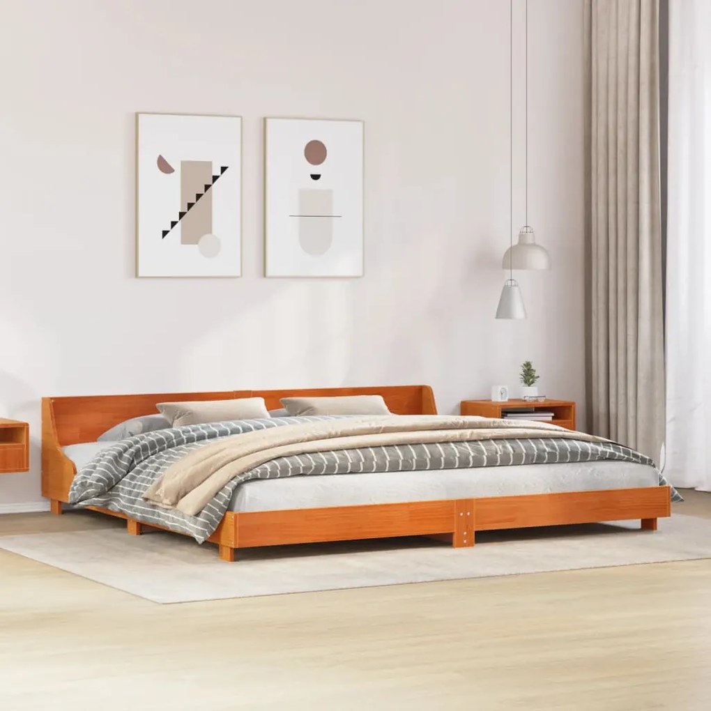 Cama sem colchão 180x200 cm pinho maciço castanho-mel