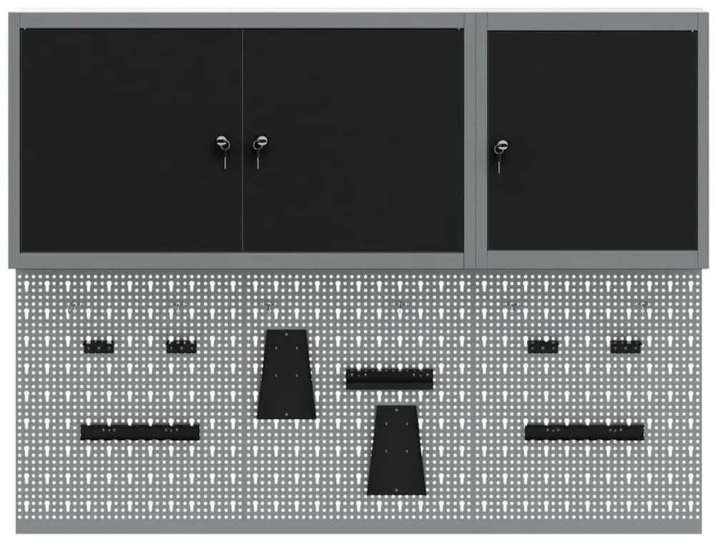 Conjunto de Armário de Ferramentas e Painel de Ferramentas de 5 Peças