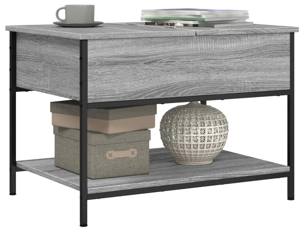 Mesa de centro 70x50x50 cm deriv. madeira/metal cinzento sonoma
