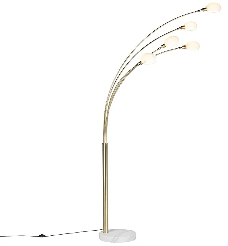 Candeeiro de pé Art Déco dourado com 5 luzes - Marmo dos anos 60 Moderno,Design