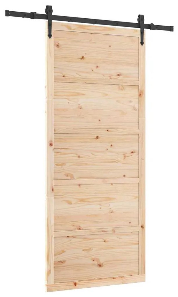 Porta Deslizante Castanho 80 x 208 cm Madeira de pinho maciça