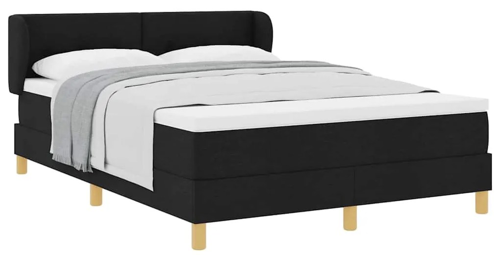 Cama Box Spring vidaXL com Colchão, Preto, 140x200 cm, Tecido