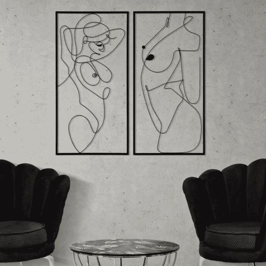 PAINEL DE PAREDE DE FERRO CORPO SIMPLES CONJUNTO 2 PEÇAS CM 50X1X100 PRETO