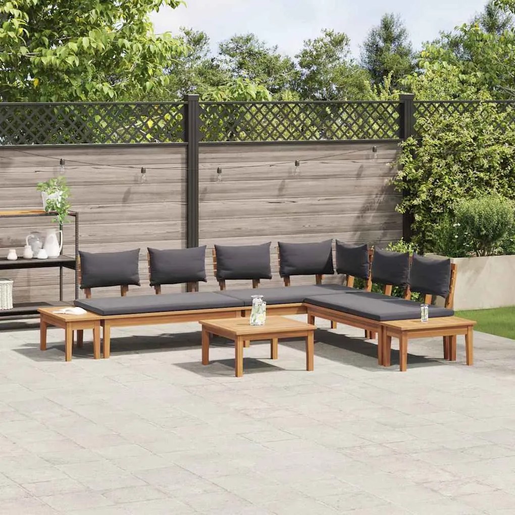 Conjunto de Bancos de Jardim com cortinas 3 pcs