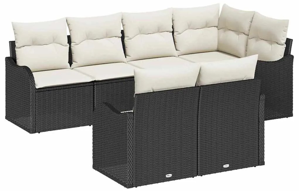 Conjunto de Sofá de Jardim vidaXL de 7 peças com Almofadas Preto Ratta