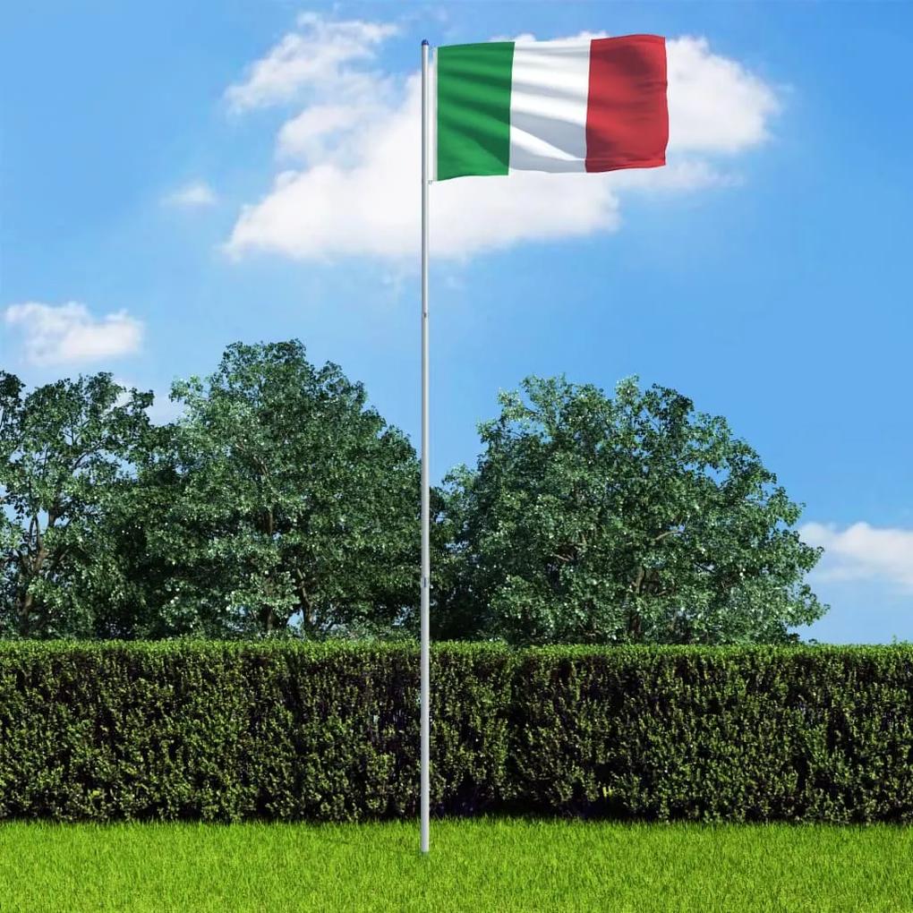 3053340 vidaXL Bandeira da Itália com mastro de alumínio 6 m