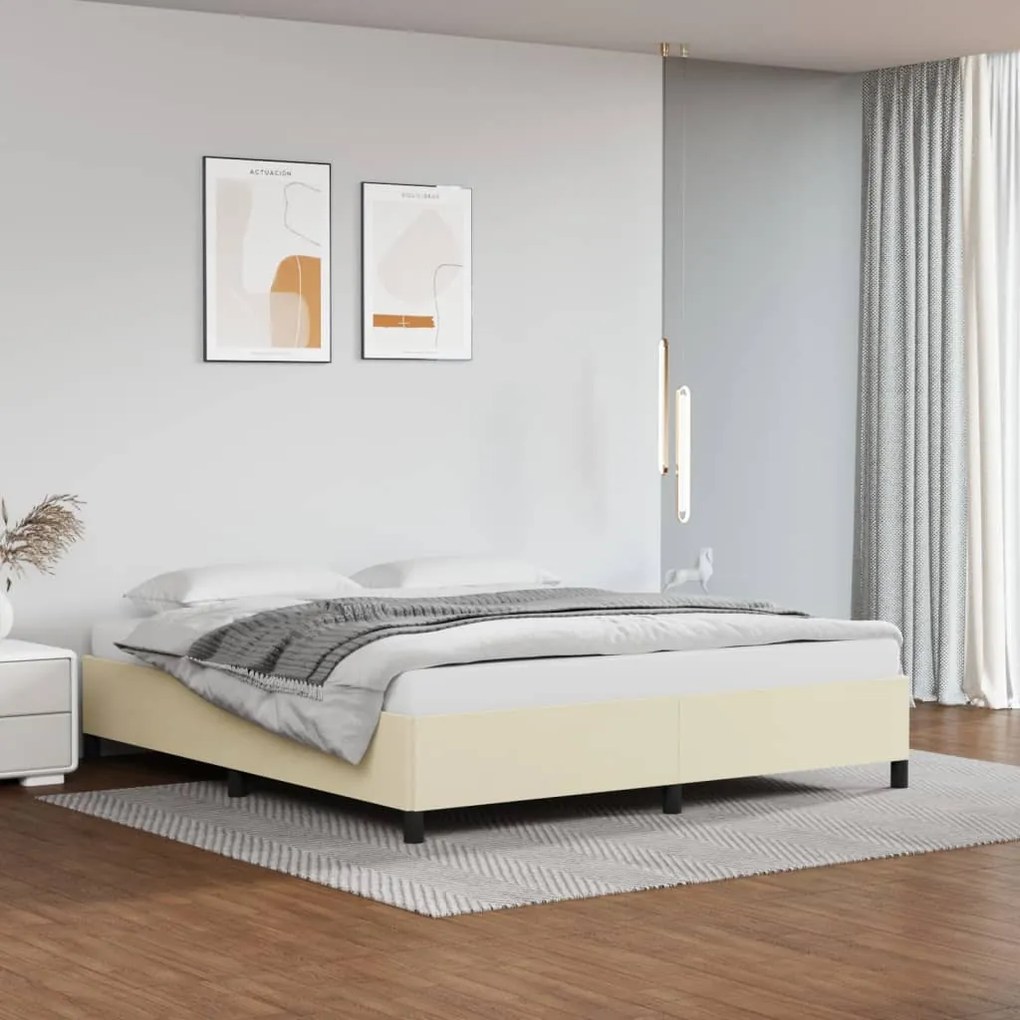 Estrutura de cama 180x200 cm couro artificial cor creme