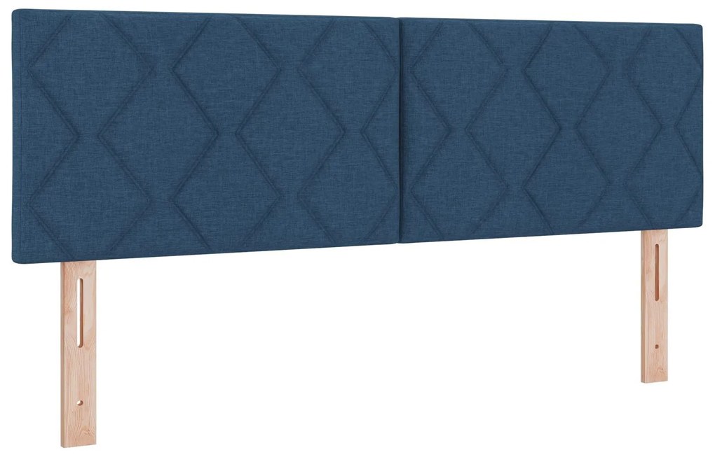 Cama Box Spring com Colchão & Luz LED Azul 140x200 cm Tecido