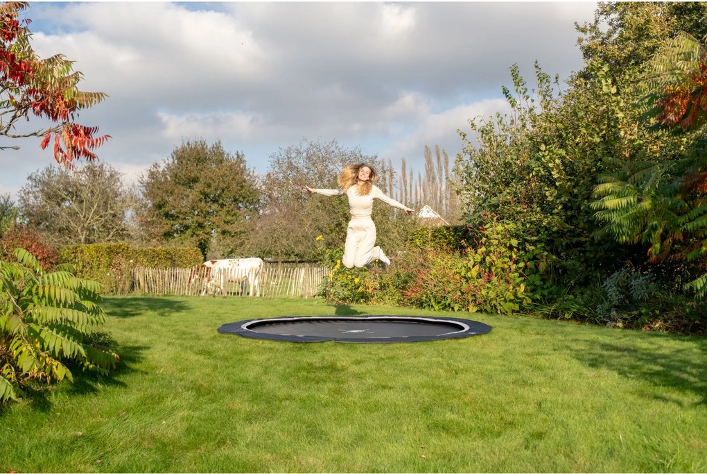 Trampolim redondo desportivo InTerra ao nível do solo ø427 cm - preto