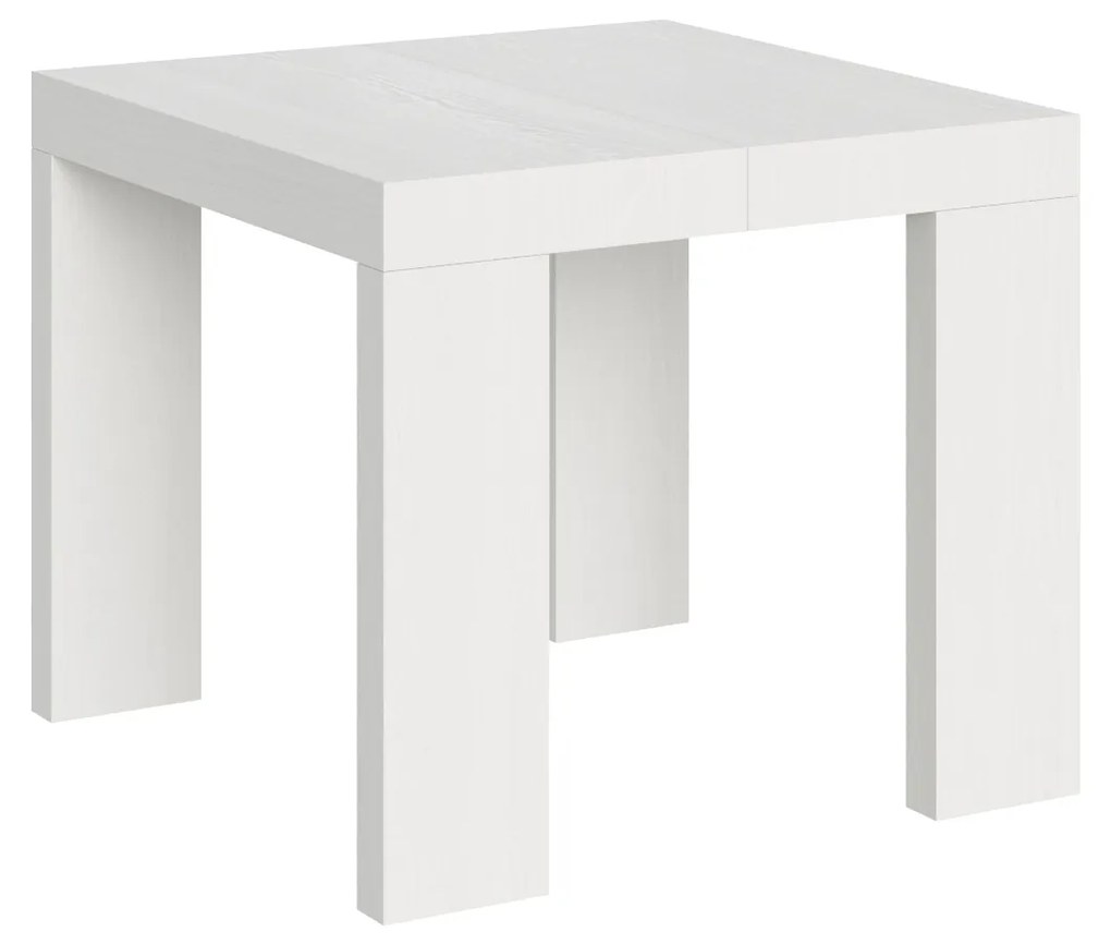 Mesa jantar sala, cozinha extensível Roxell 90x90 extensível 246 cm Branco cinza