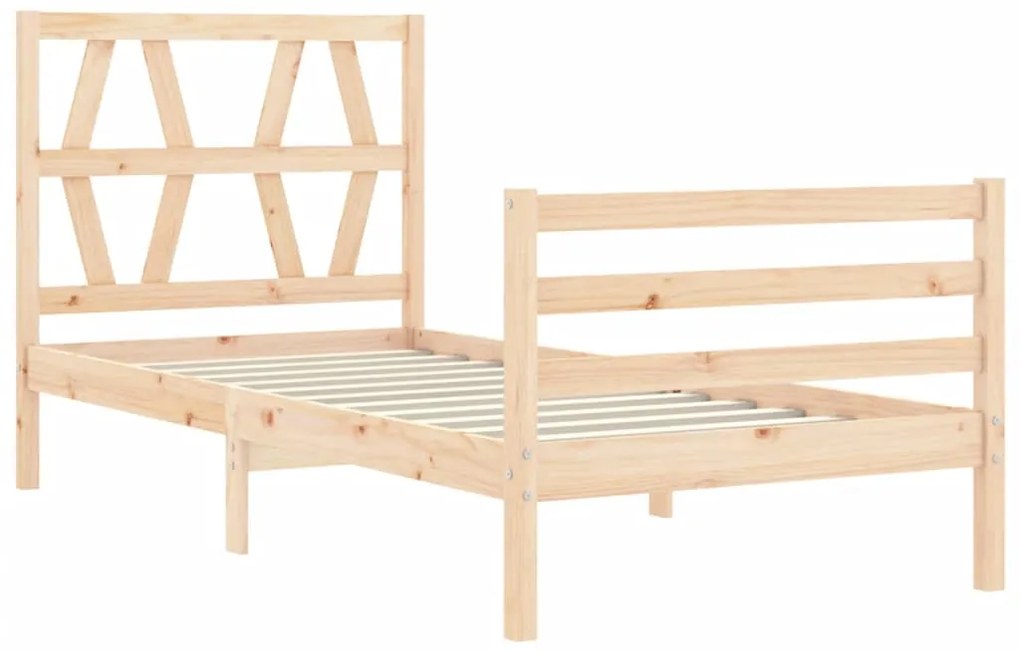 Estrutura de cama com cabeceira 90x200 cm madeira maciça