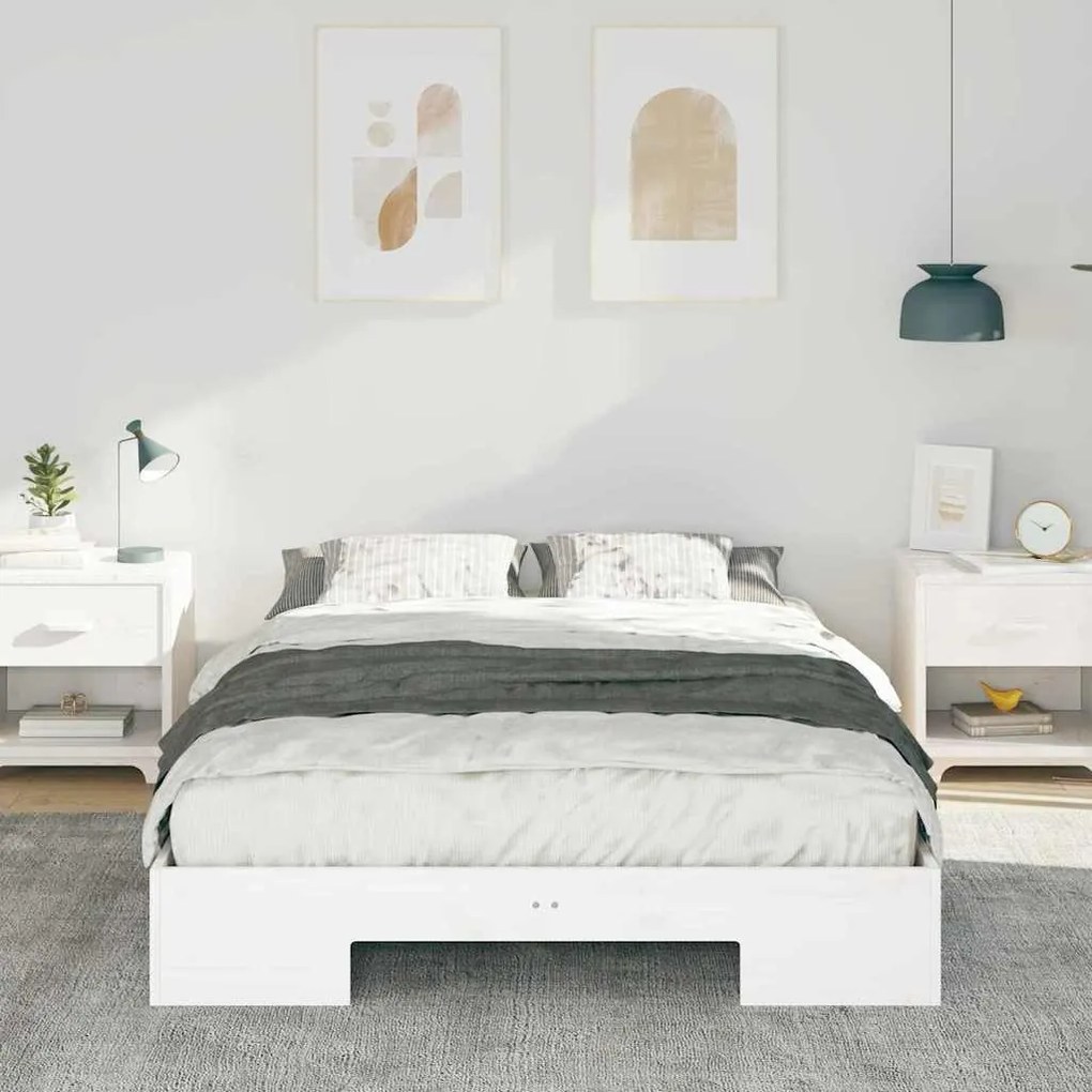 Estrutura de cama de chão com armazenamento Branco 140 x 190 cm