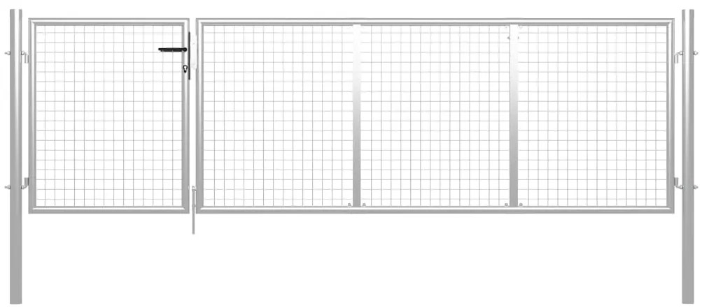 Portão de jardim 350x75 cm aço prateado