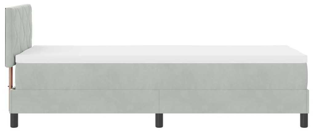 Cama Box com Colchão vidaXL Cinza Claro 80x200 cm Veludo