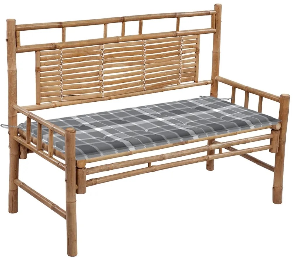 vidaXL Banco de jardim com almofadão 120 cm bambu