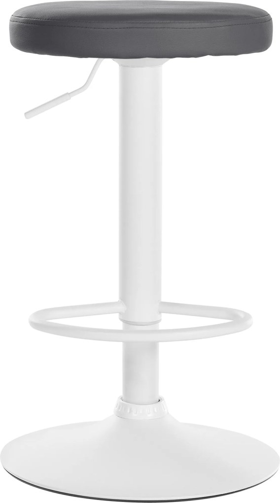 Conjunto de 2 bancos altos em couro sintético de estrutura branca 60-81 x 38,5 cm cinzento