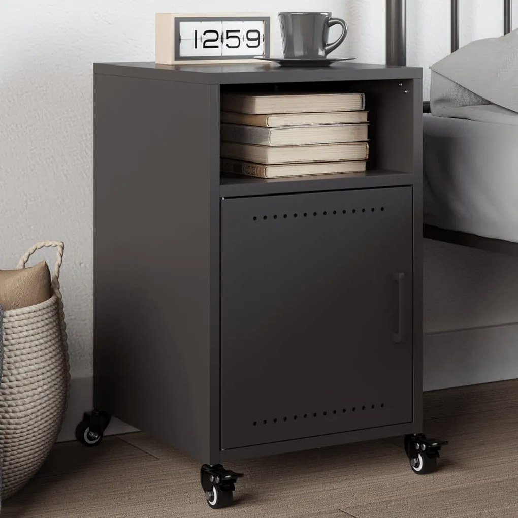 vidaXL Mesa de cabeceira 36x39x59 cm aço preto