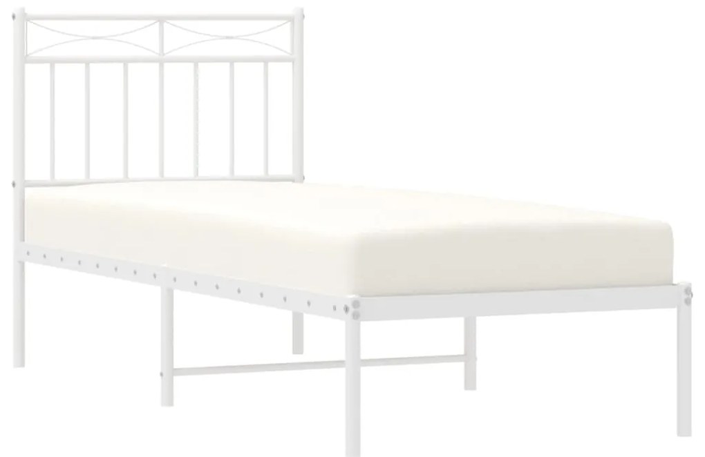 Estrutura de cama com cabeceira 80x200 cm metal branco