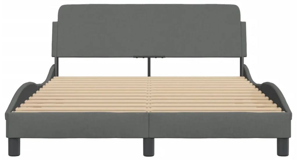 Estrutura de cama sem colchão 140x190 cm tecido cinzento-escuro