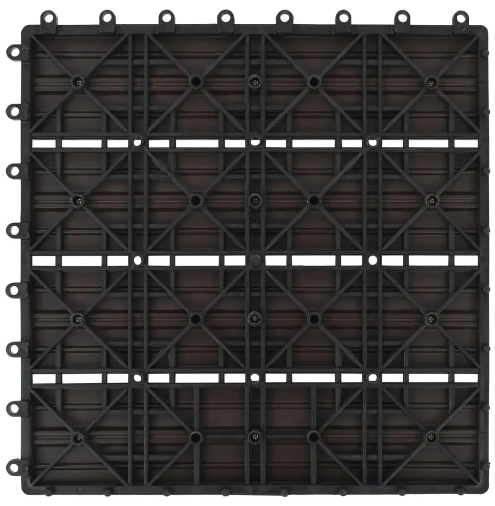 Ladrilhos de pavimento 11 pcs WPC 1m² 30x30 cm castanho escuro
