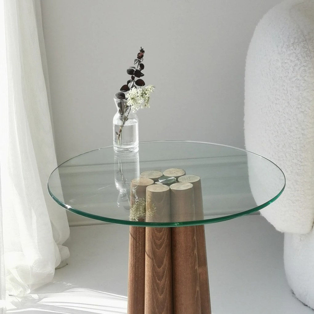 Mesa de Centro Thales – Nogueira Transparente – 50x50x50 cm