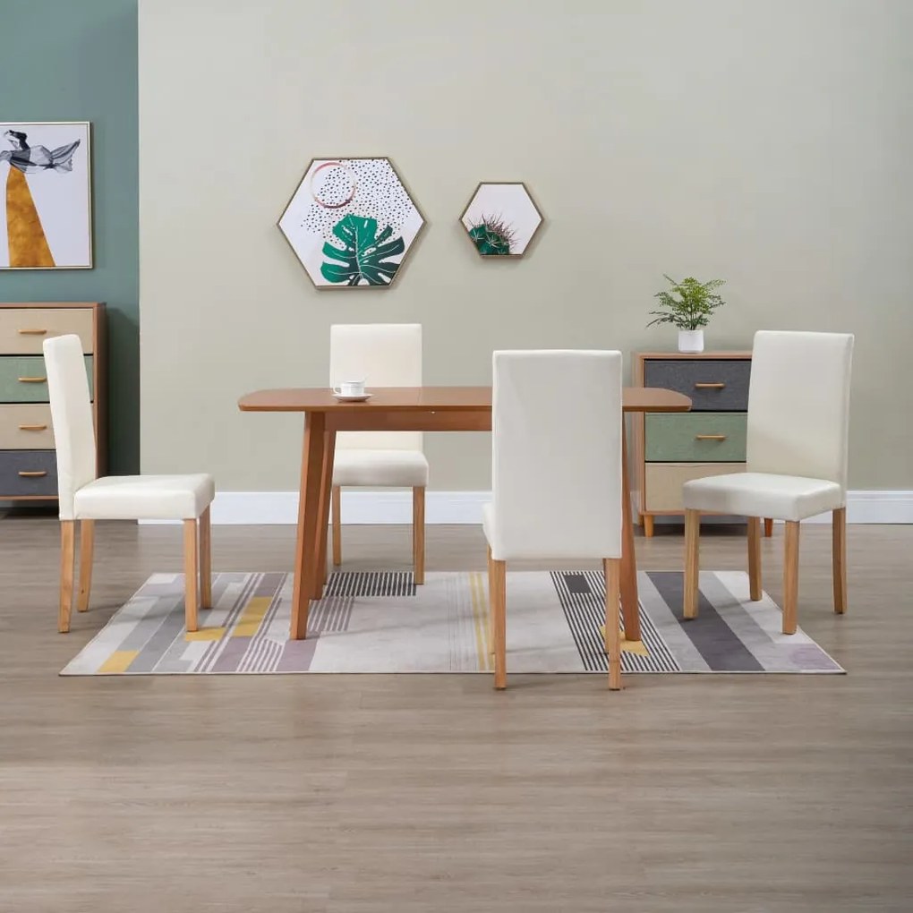 vidaXL Cadeiras de jantar 4 pcs couro art. creme