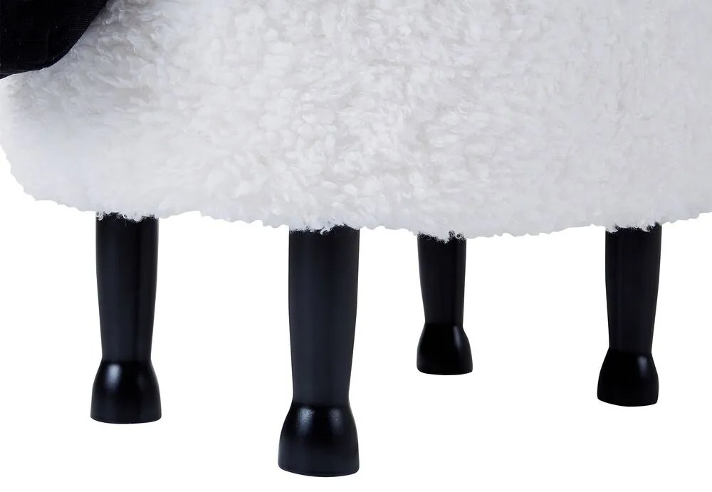 Tamborete em tecido branco com arrumação SHEEP Beliani