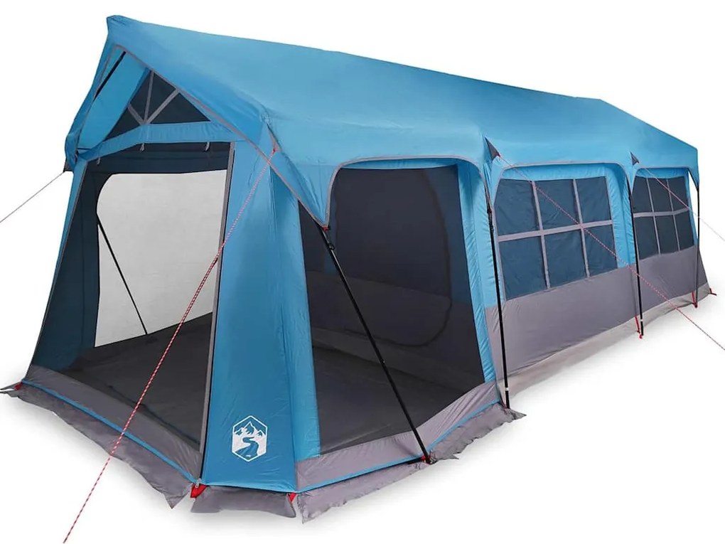 Tenda de Camping Azul com Janelas para 10 Pessoas à Prova d'Água