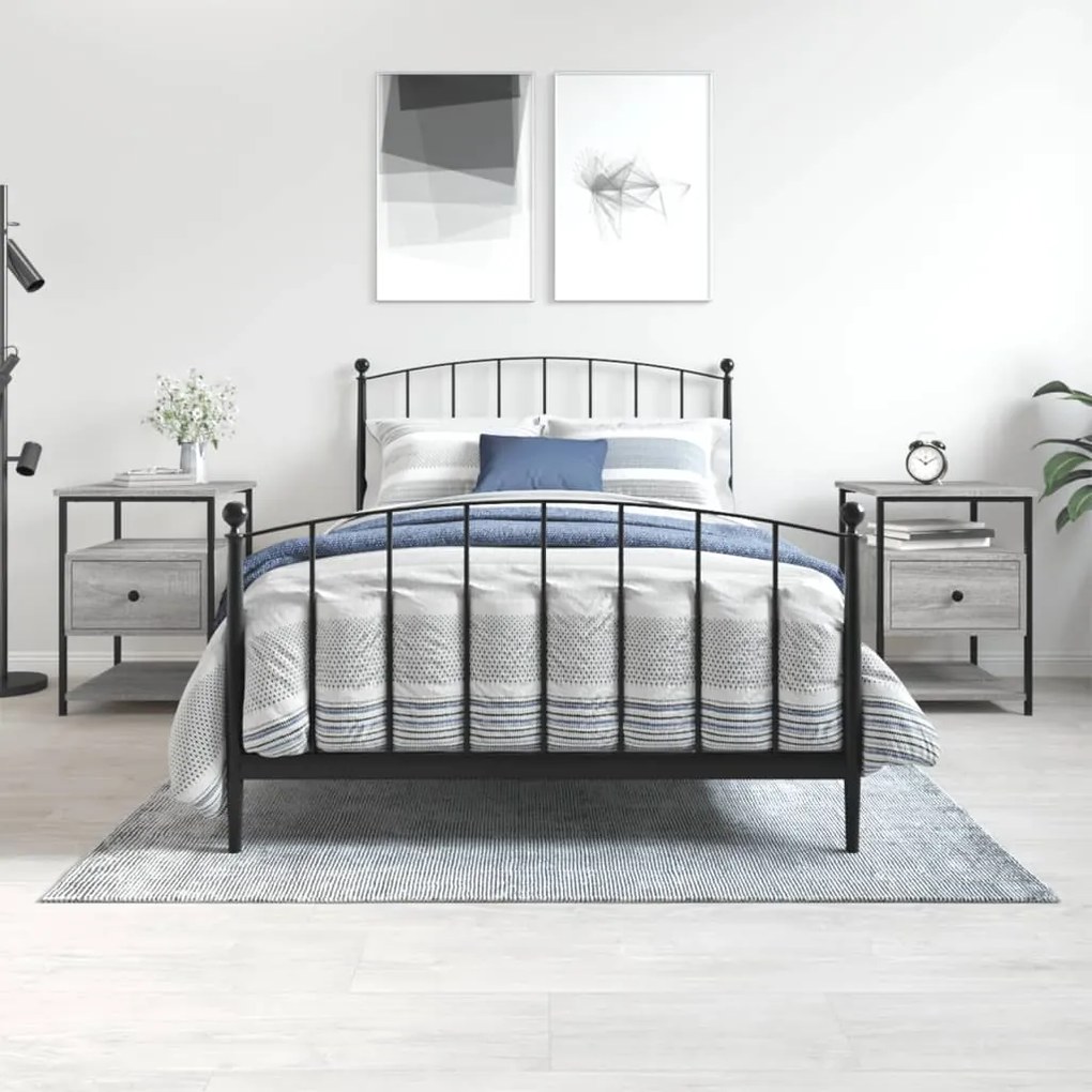 vidaXL Mesas de cabeceira 2 pcs derivados de madeira cinzento sonoma