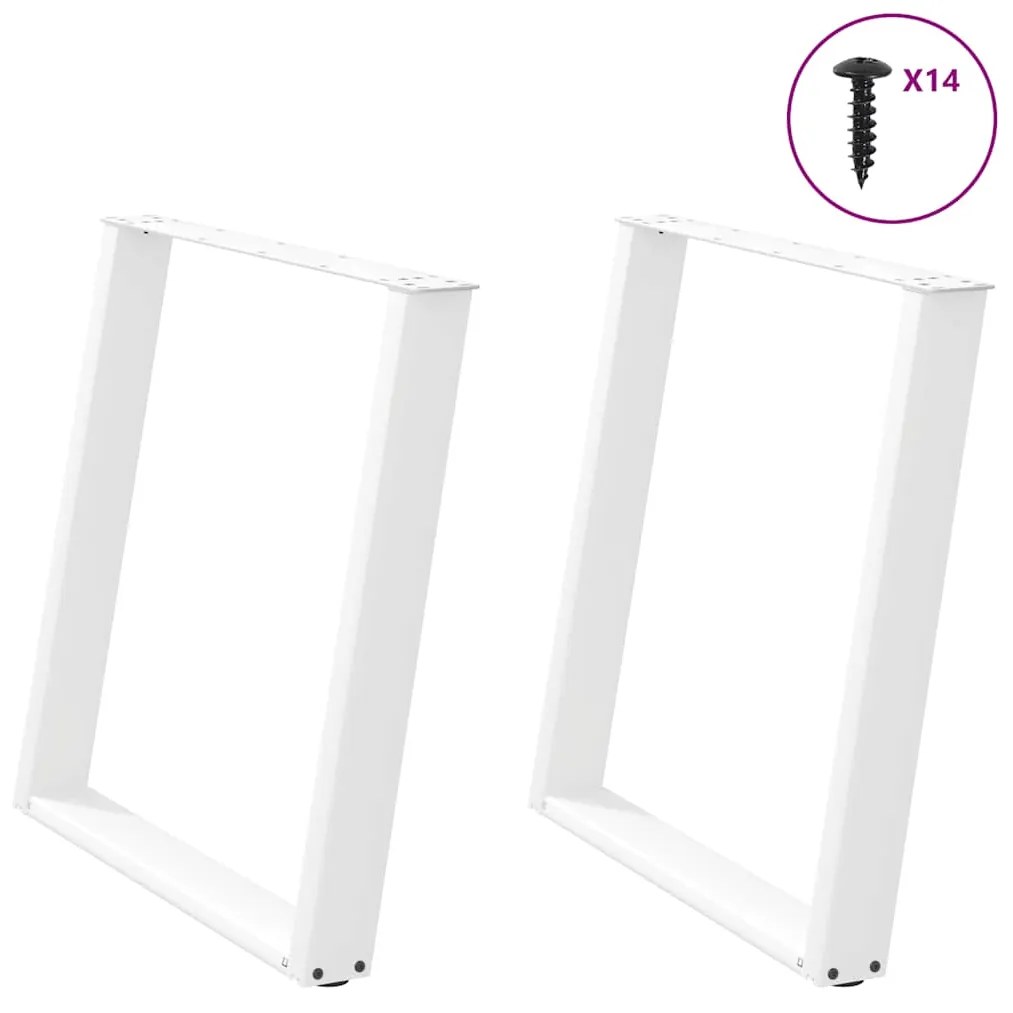 Pernas p/ mesa de jantar 2 pcs forma U 80x(72-73) cm aço branco