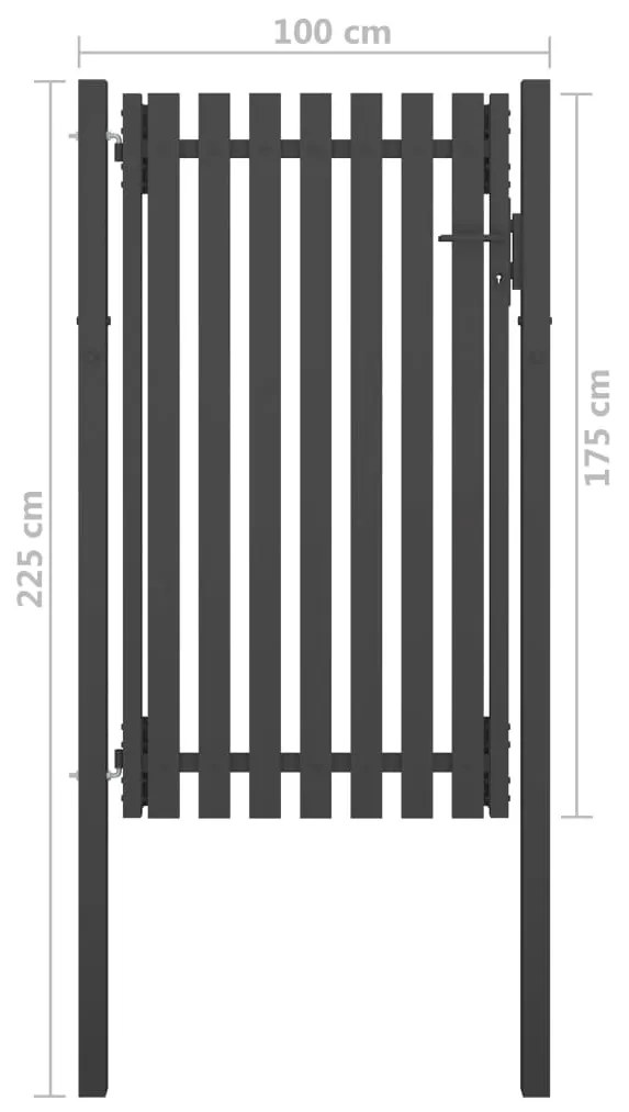 Portão de cerca para jardim 1x2,25 m aço antracite