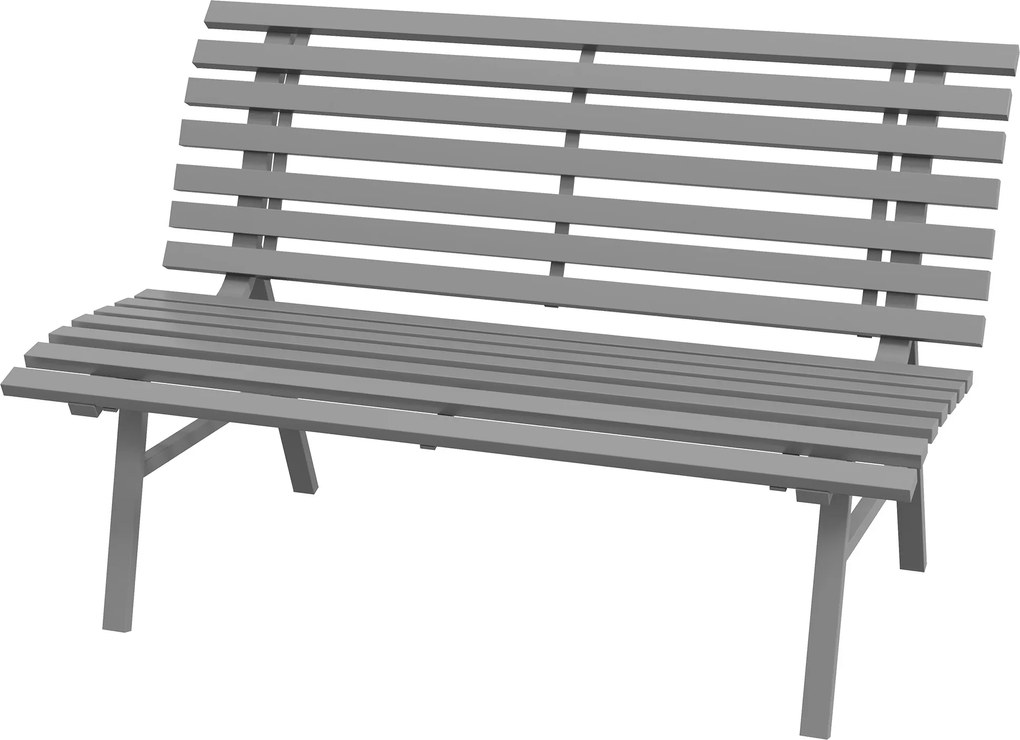 Banco de jardim para exterior com 2 lugares 123 x 67 x 79 cm, encosto com ripas, em alumínio, cinzento