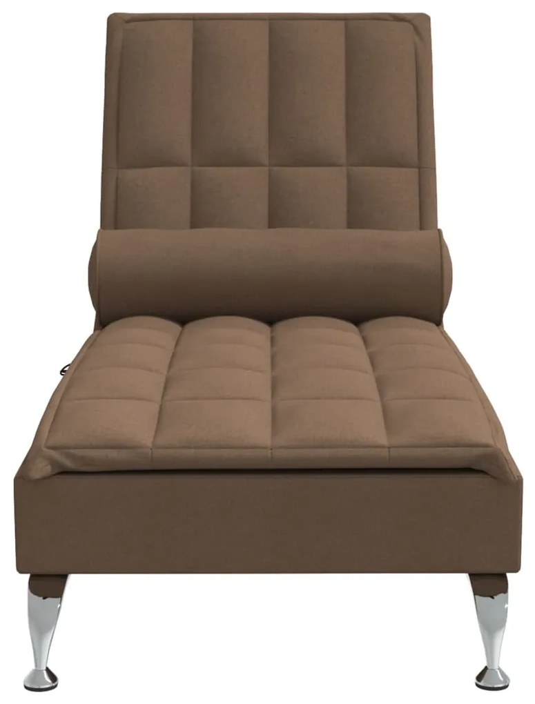 Chaise lounge de massagem com rolo tecido castanho