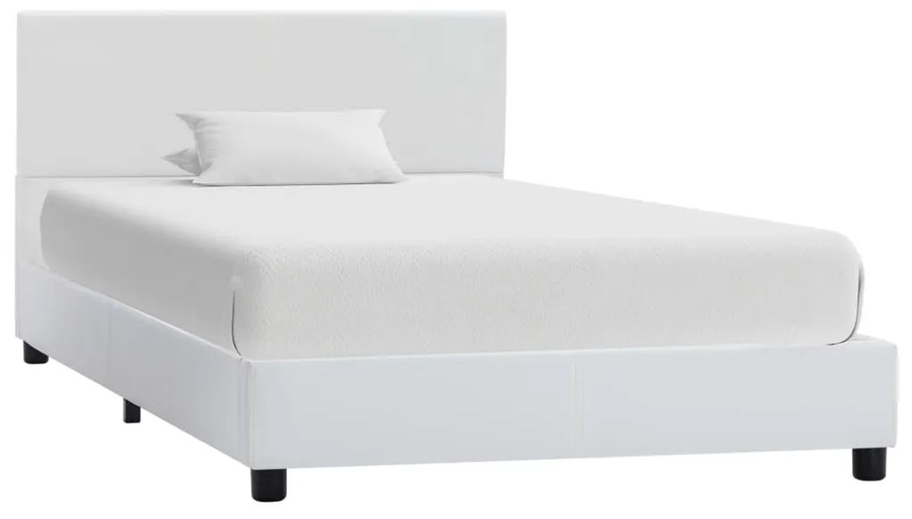 Estrutura de cama 90x200 cm couro artificial branco
